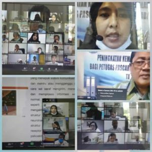 Pelatihan peningkatan Kemampuan Petugas Pascarehabilitasi melalui Virtual.