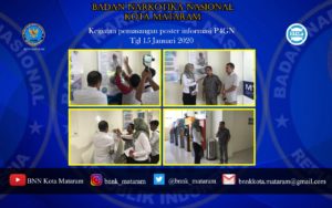 pemasangan poster informasi P4GN di Lombok Epicentrum Mall (LEM)