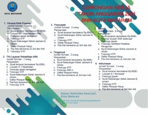 Lowongan Pekerjaan BNN Kota Mataram TA 2021